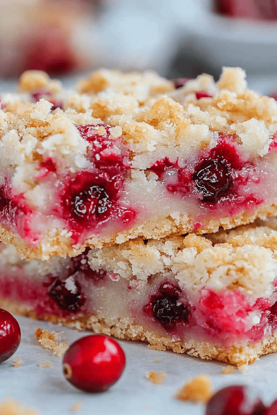 cranberry crumb bars slice on plate showing perfect texture and swirl pattern