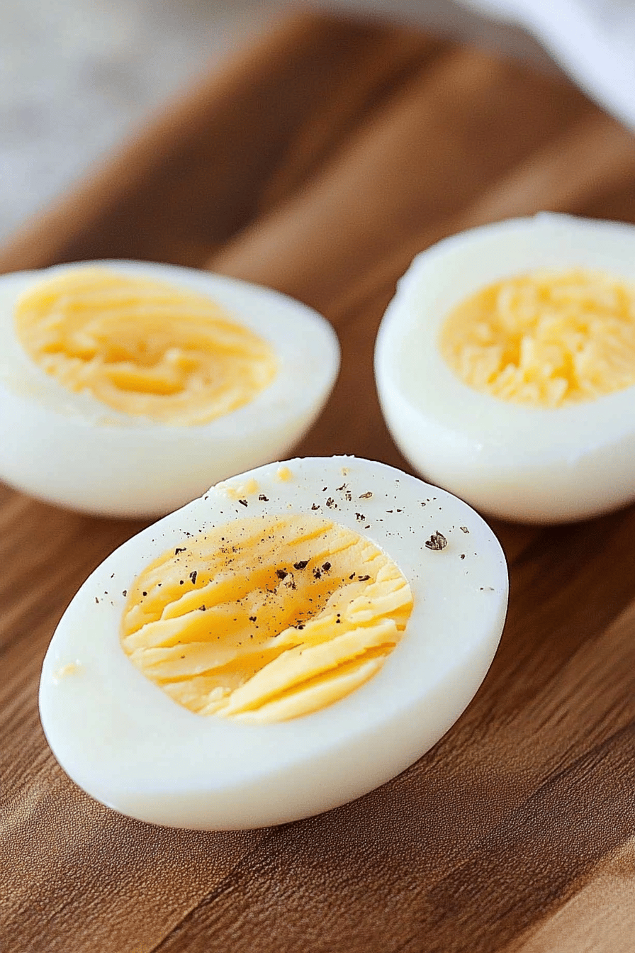hard-boiled eggs ingredients organized and measured on kitchen counter
