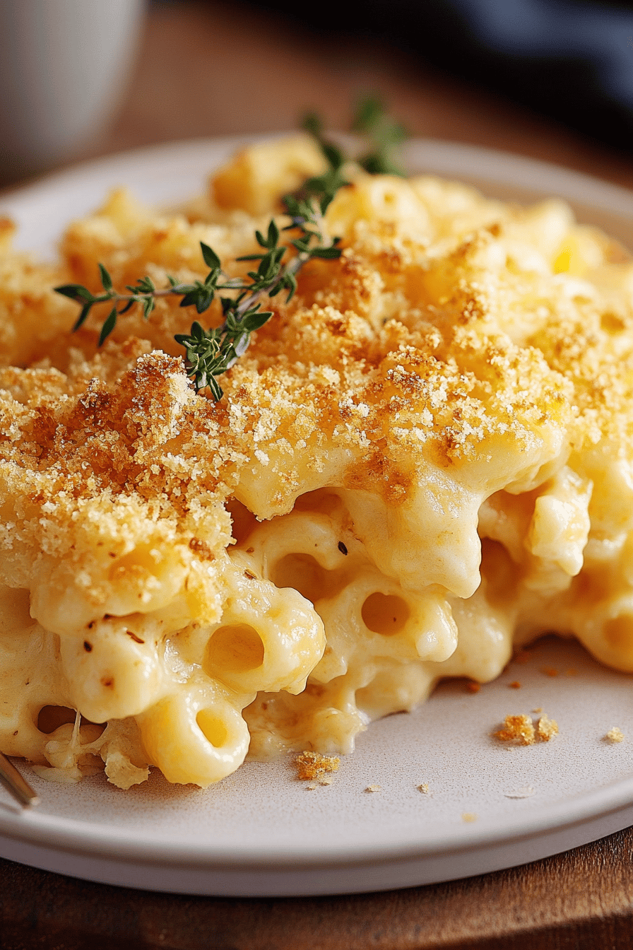 macaroni and cheese secrets slice on plate showing perfect texture and swirl pattern