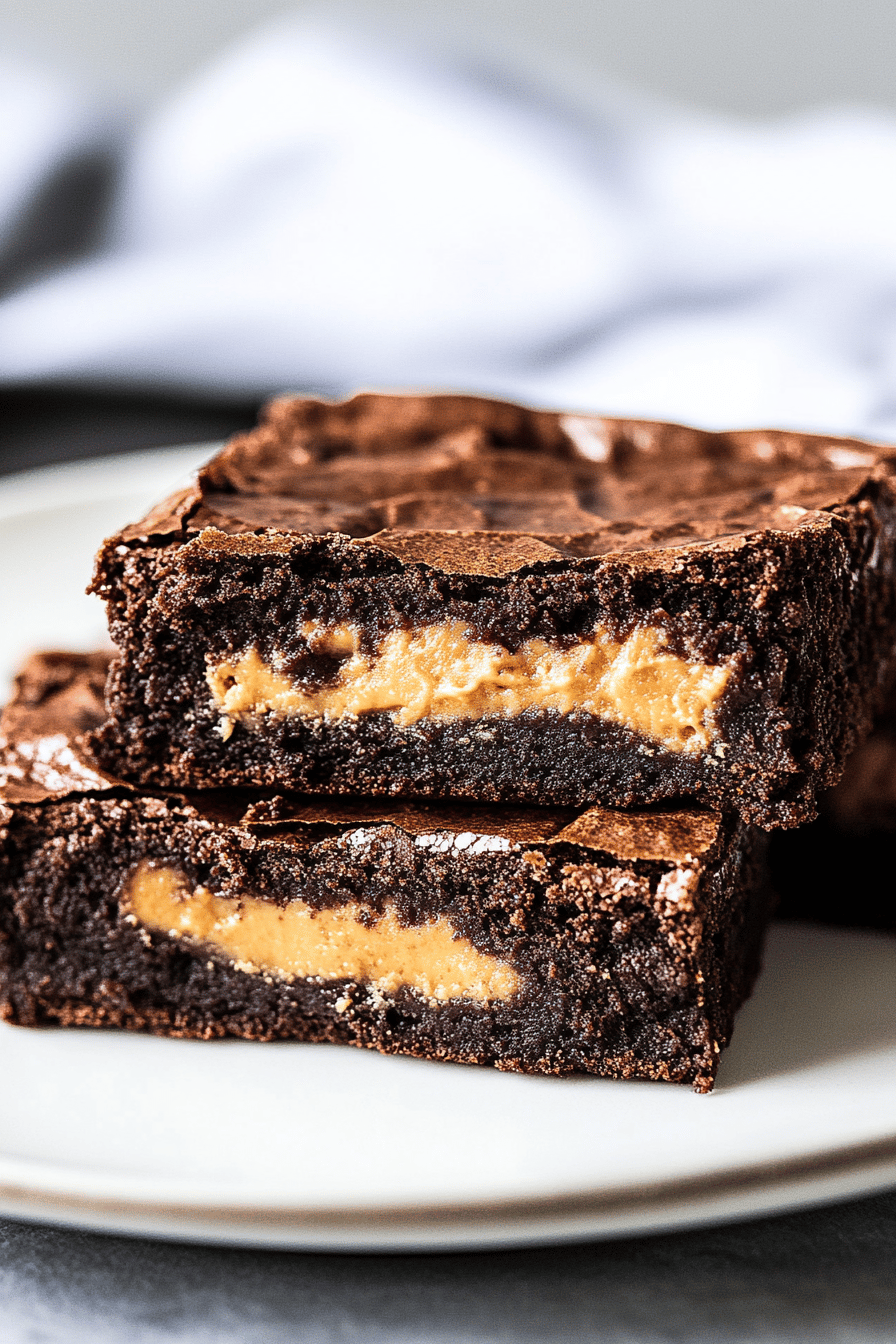 peanut butter stuffed brownies final dish beautifully presented and ready to serve