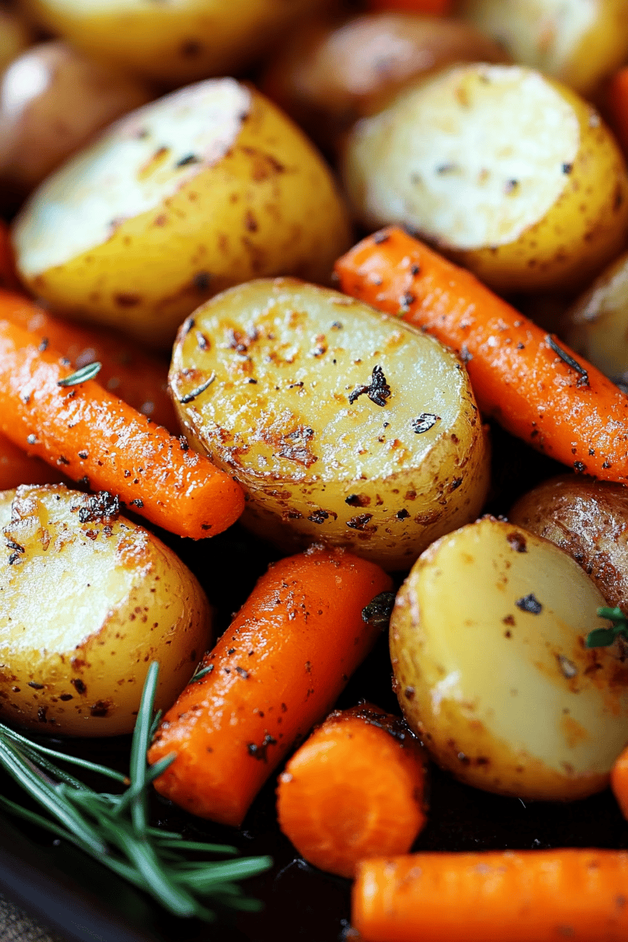 roasted potatoes and carrots final dish beautifully presented and ready to serve