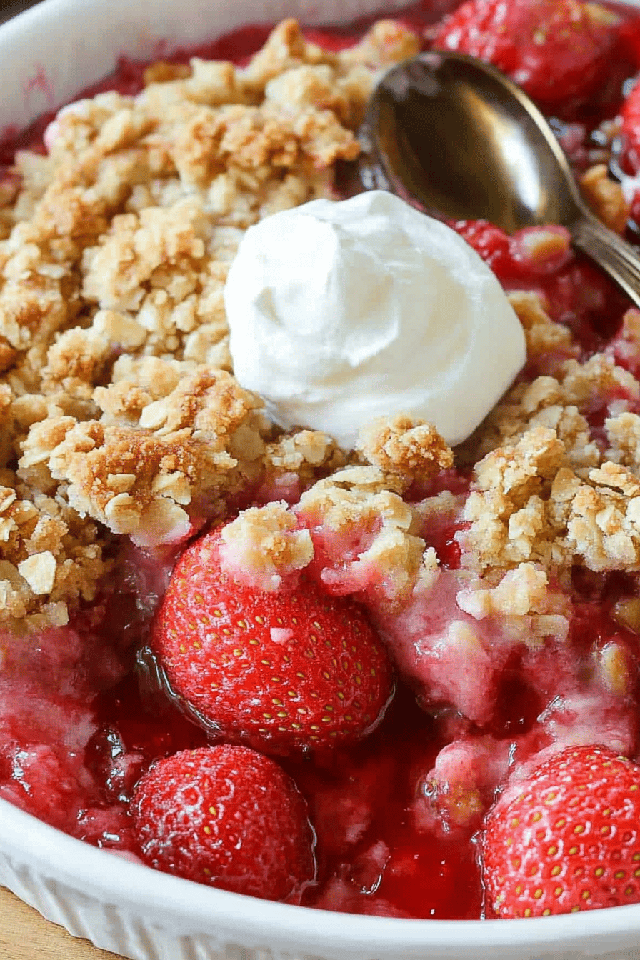 strawberry crisp recipe final dish beautifully presented and ready to serve