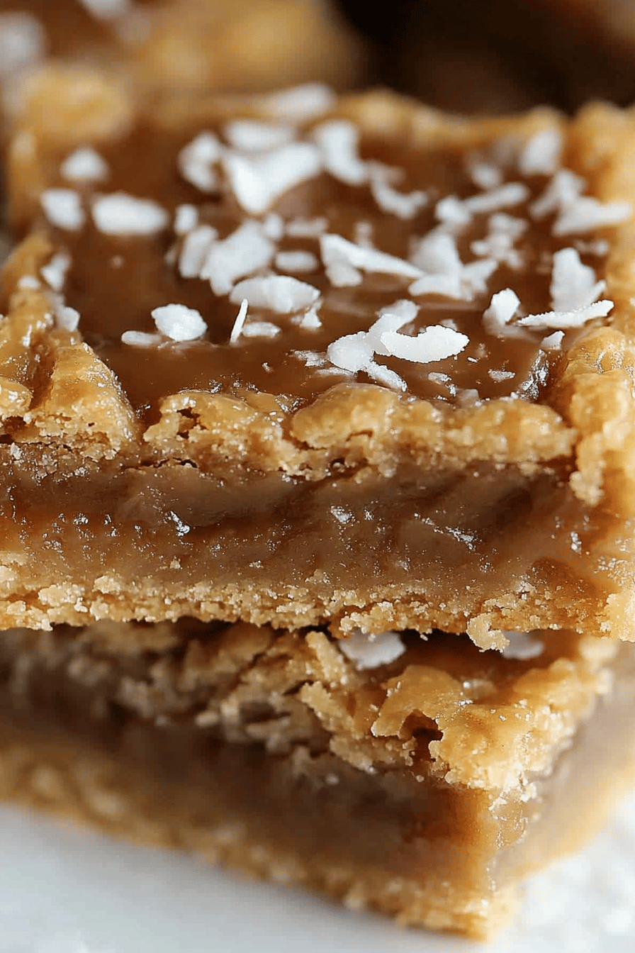 Caramel Coconut Bars ingredients organized and measured on kitchen counter