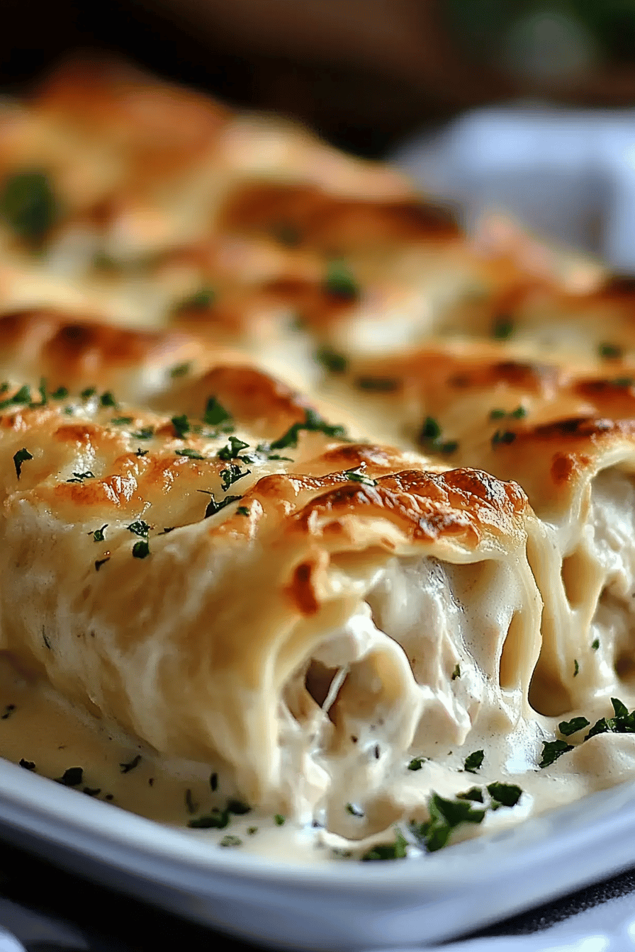 Chicken Alfredo Lasagna Rolls