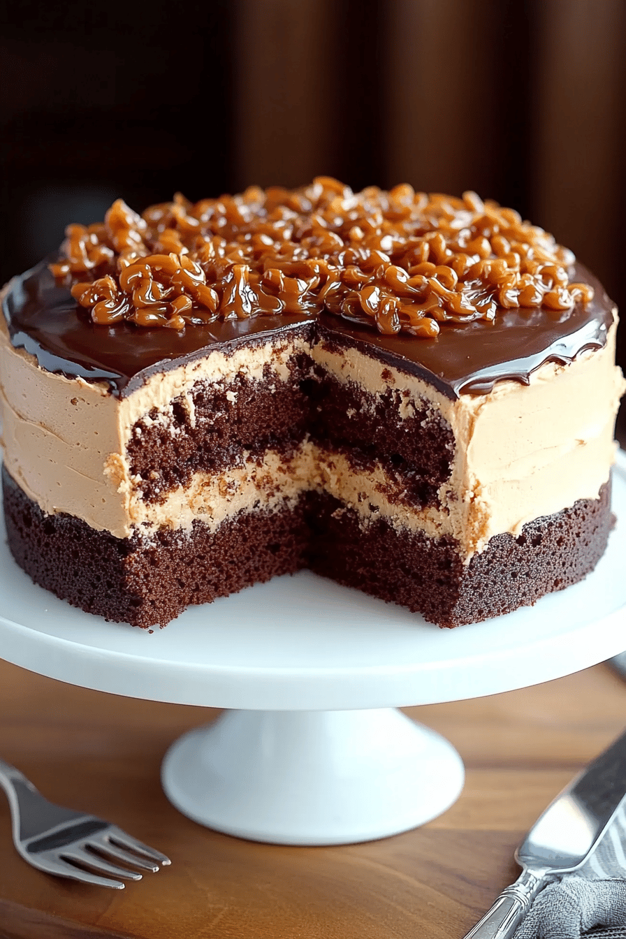 Chocolate Caramel Toffee Cake ingredients organized and measured on kitchen counter