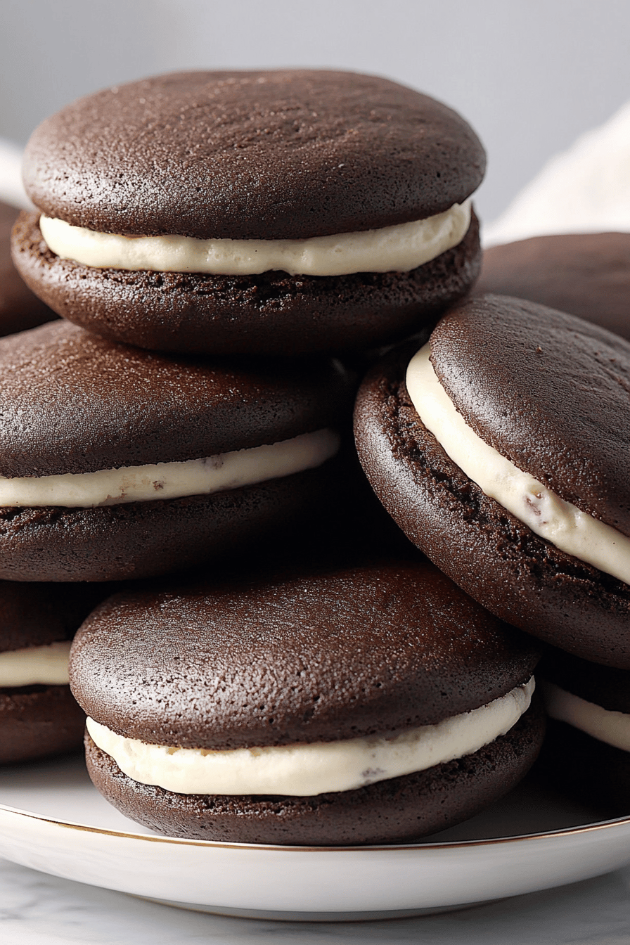 Classic Whoopie Pies slice on plate showing perfect texture and swirl pattern