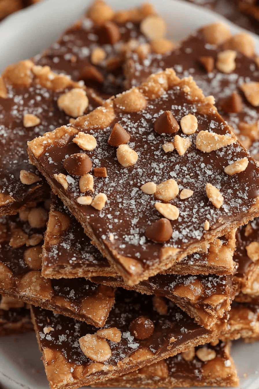 Graham Cracker Toffee Bark slice on plate showing perfect texture and swirl pattern