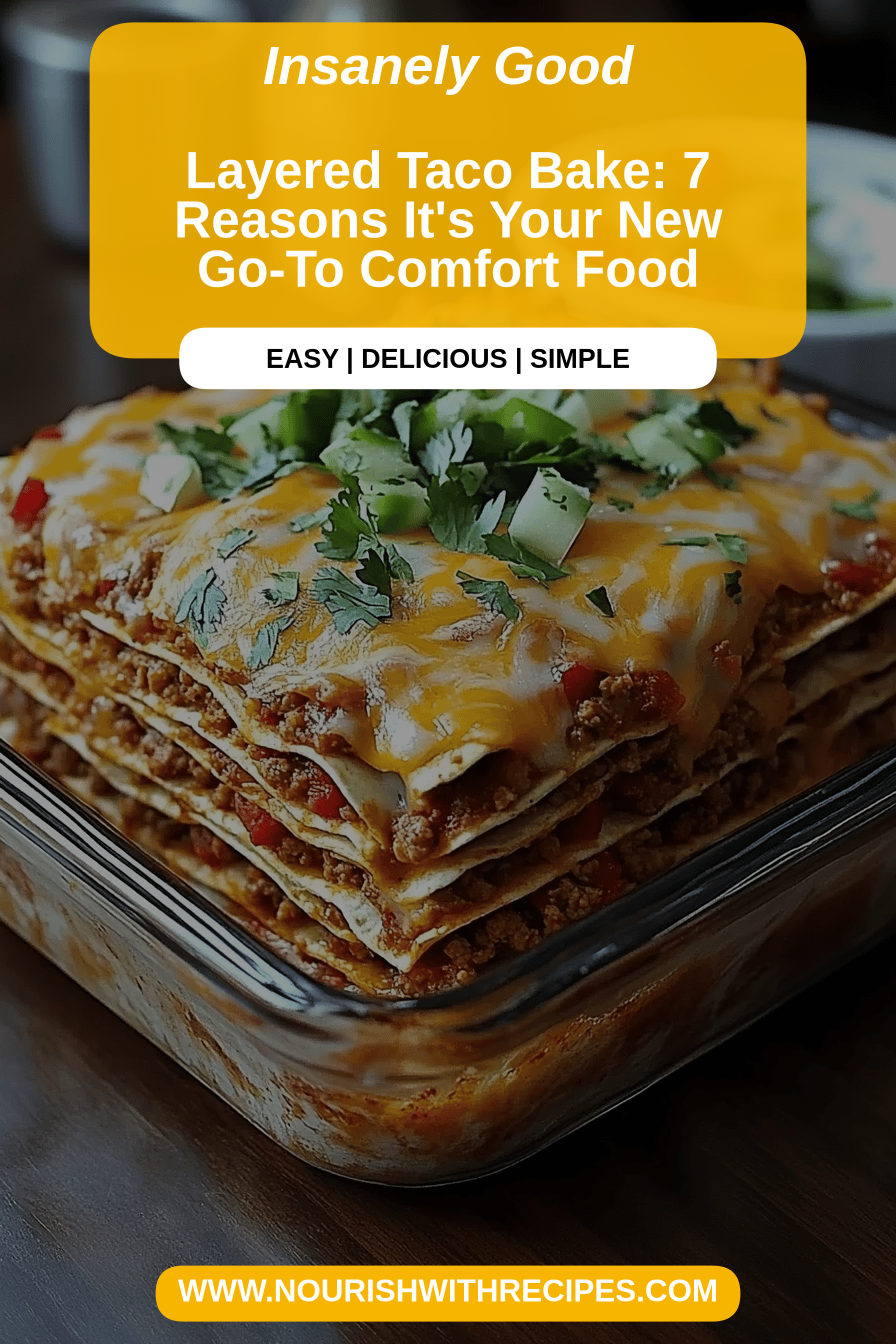Layered Taco Bake final dish beautifully presented and ready to serve