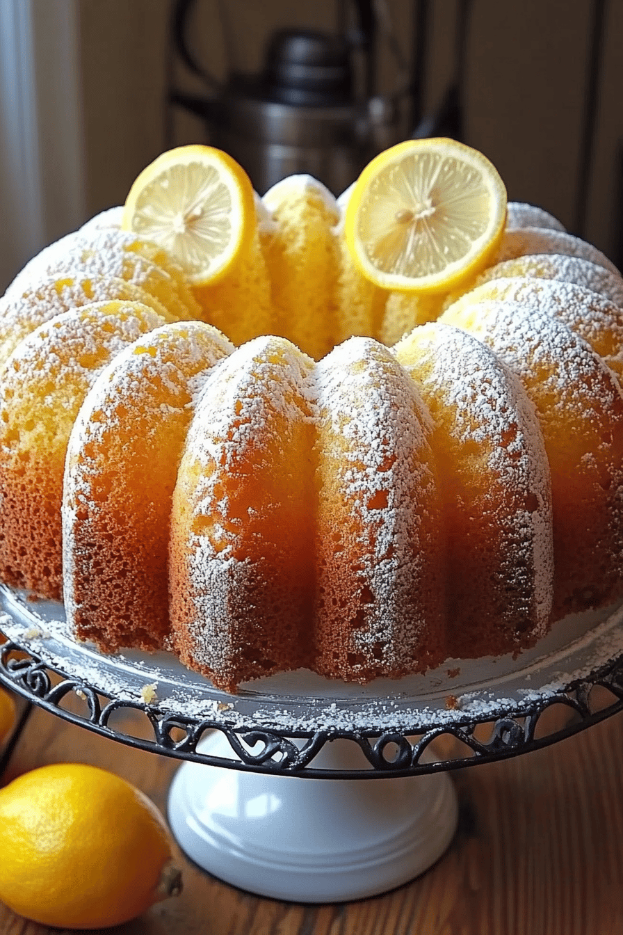 Lemon Pound Cake Recipe slice on plate showing perfect texture and swirl pattern