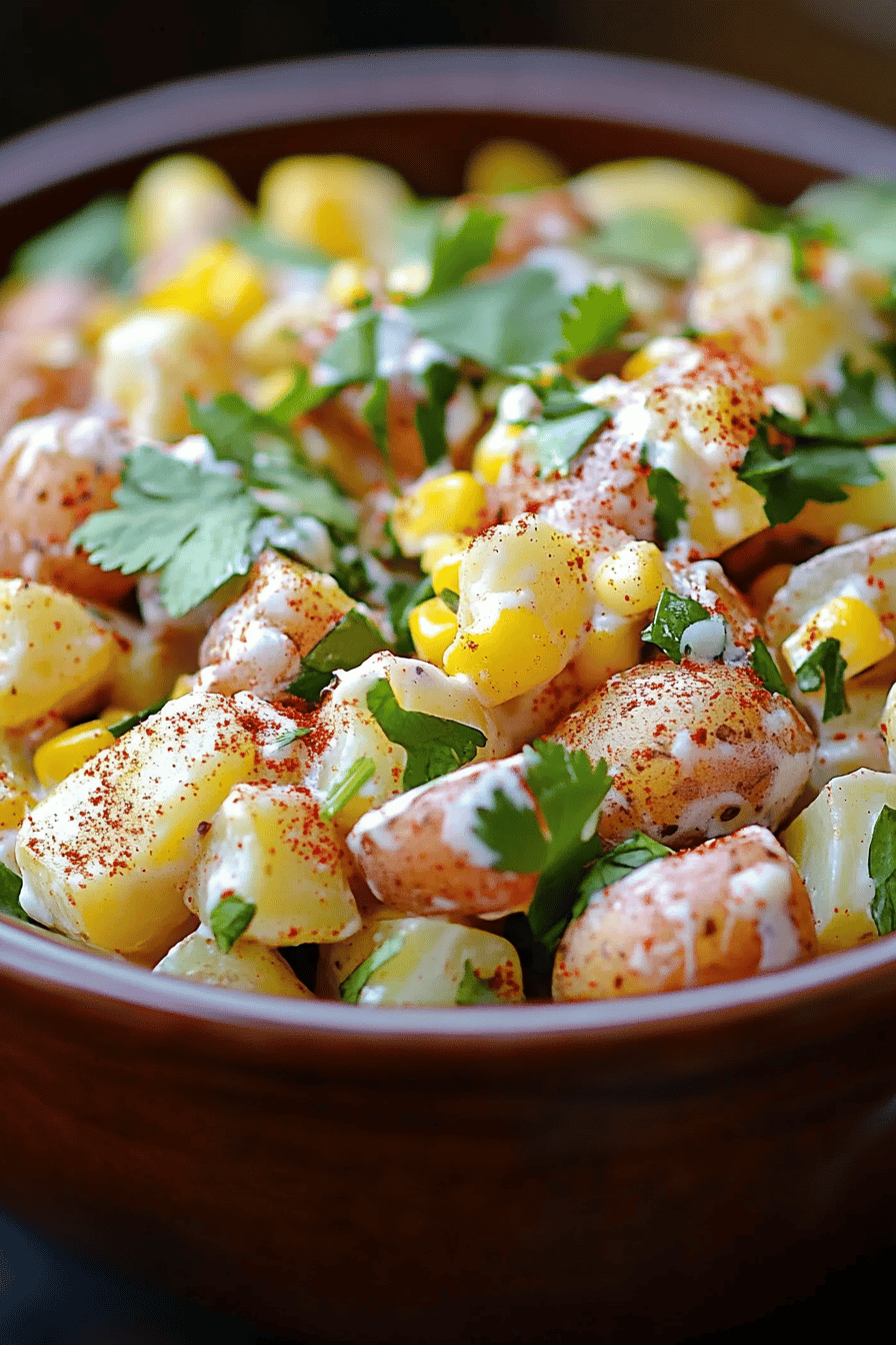Mexican Street Corn Potato Salad ingredients organized and measured on kitchen counter