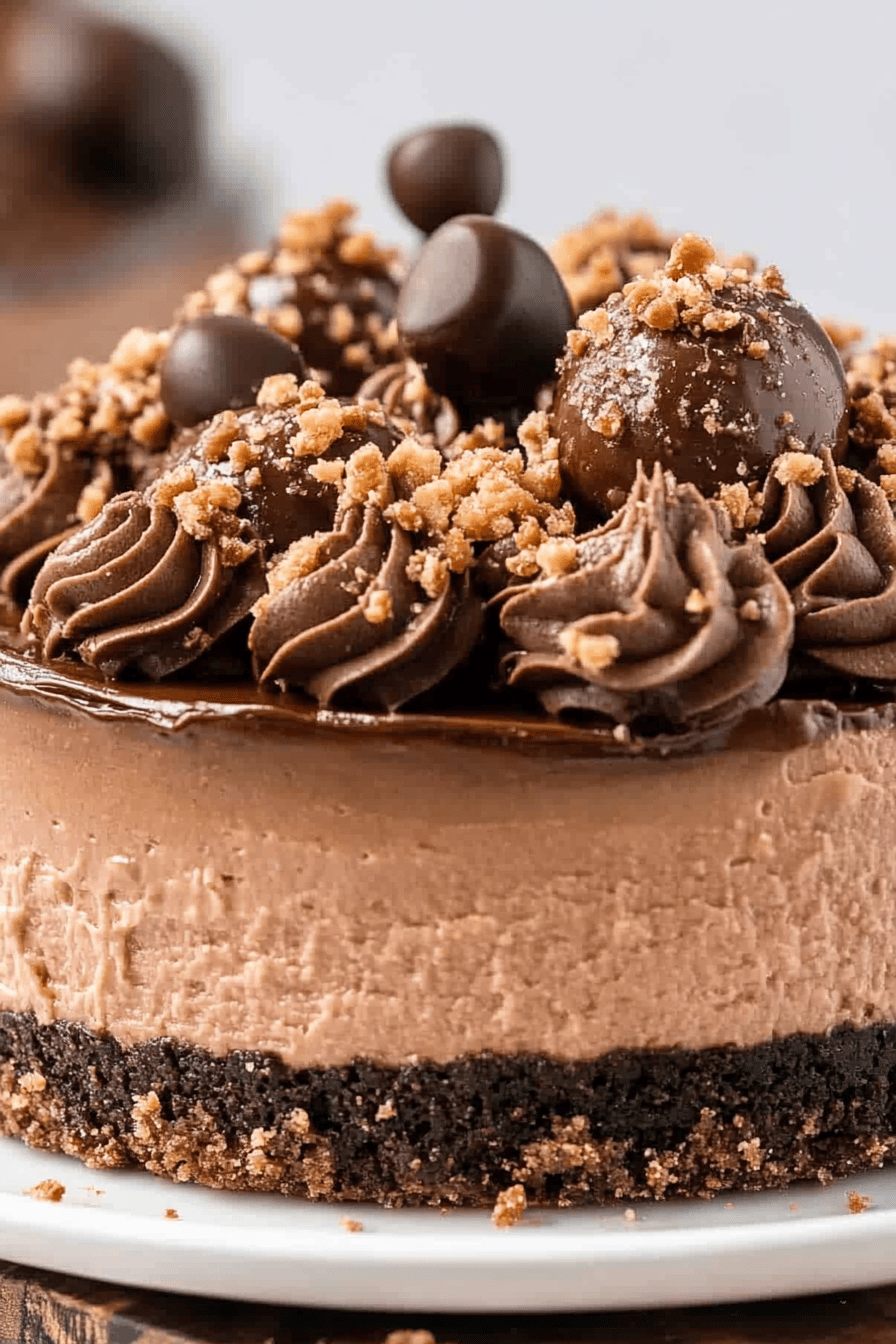 Nutella Cheesecake Recipe slice on plate showing perfect texture and swirl pattern