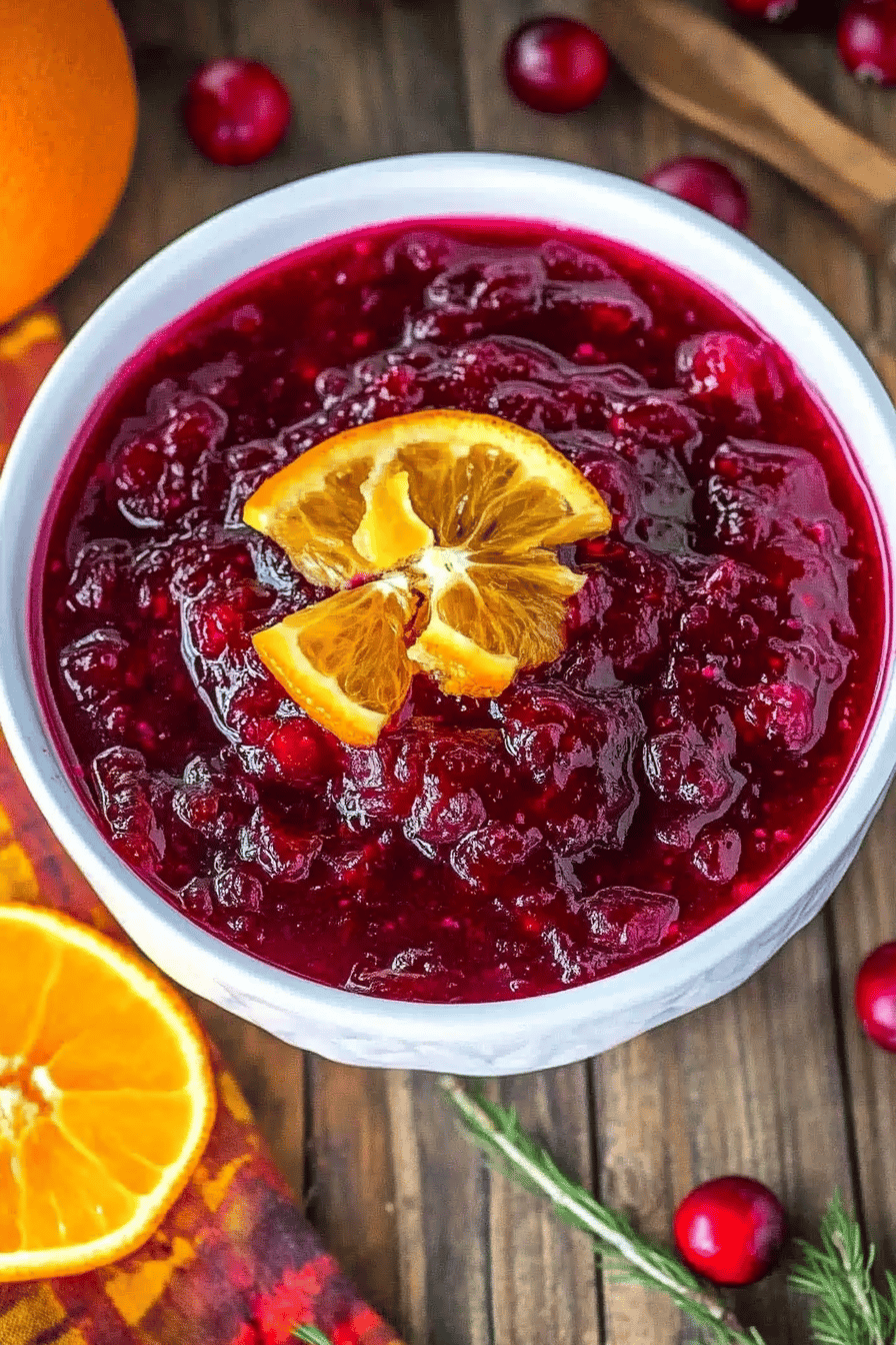 Orange Cranberry Sauce ingredients organized and measured on kitchen counter