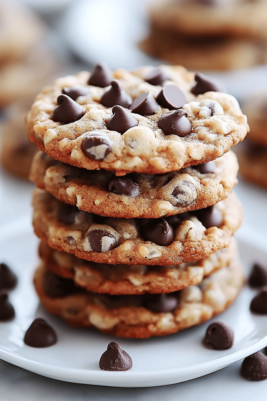 Rice Krispie Chocolate Chip Cookies slice on plate showing perfect texture and swirl pattern