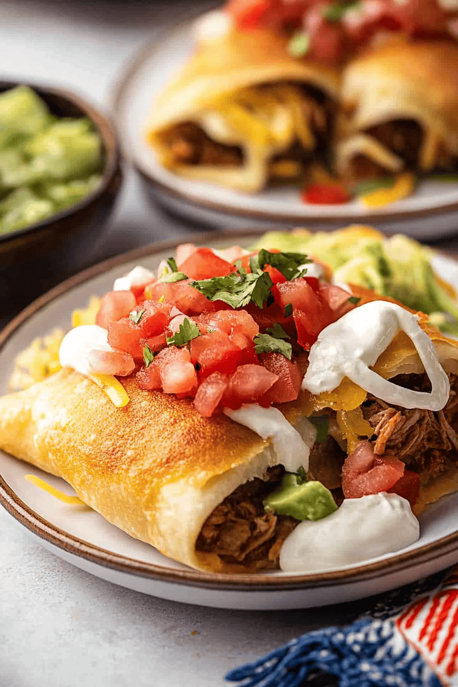Shredded Beef Chimichangas ingredients organized and measured on kitchen counter