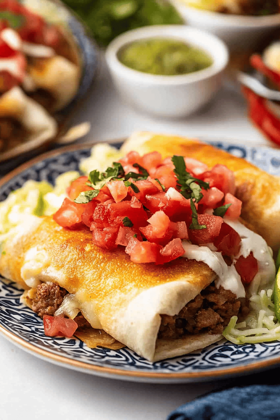 Shredded Beef Chimichangas slice on plate showing perfect texture and swirl pattern