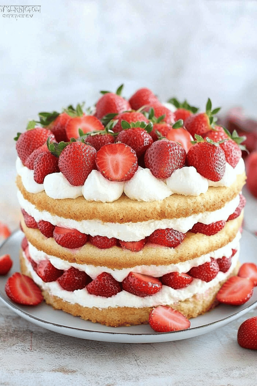Strawberry Shortcake Cake ingredients organized and measured on kitchen counter
