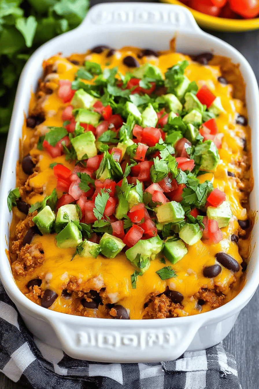 Taco Casserole Recipe slice on plate showing perfect texture and swirl pattern