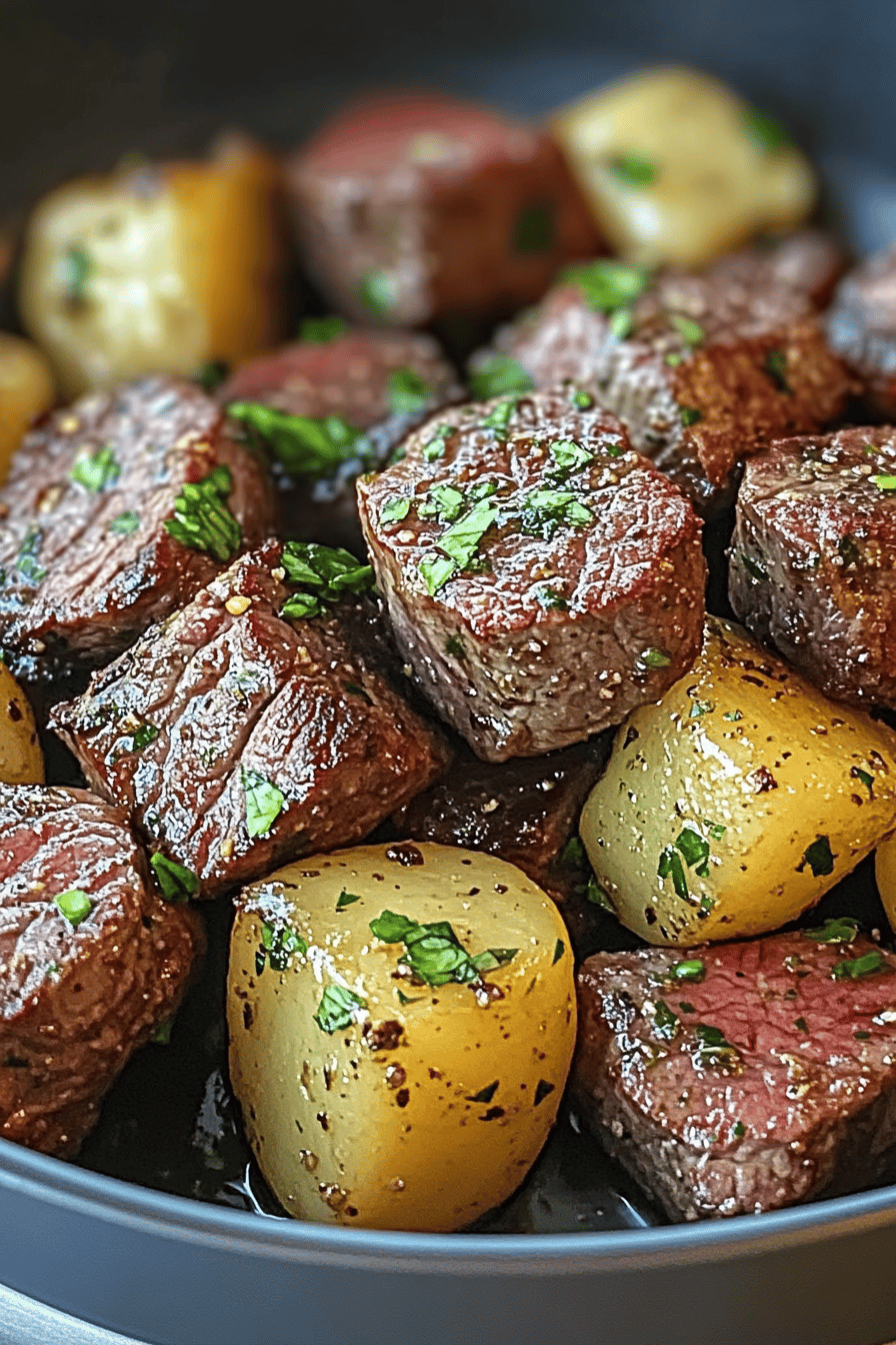 air fryer steak bites ingredients organized and measured on kitchen counter