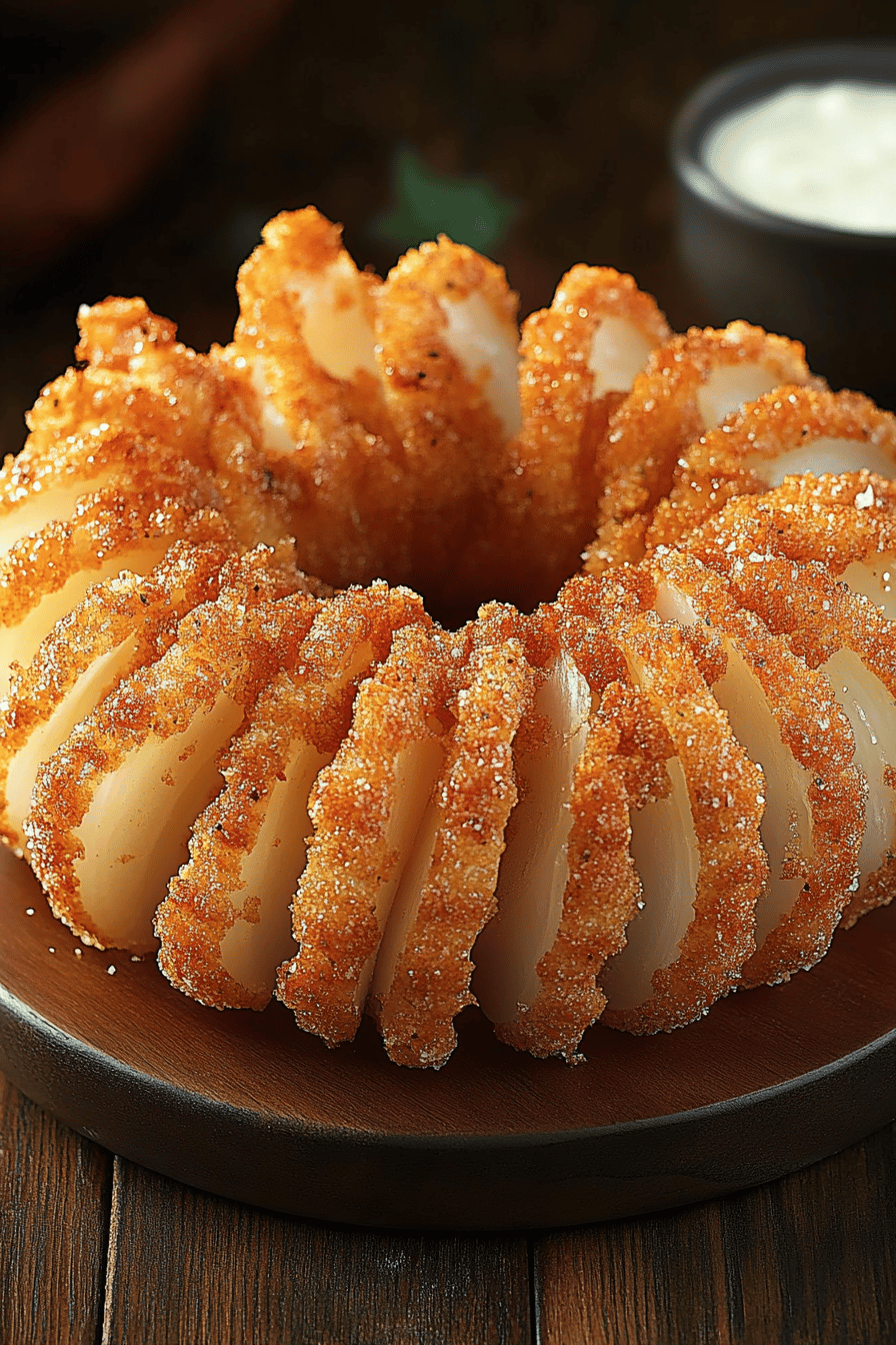 Bloomin' Onion Recipe slice on plate showing perfect texture and swirl pattern
