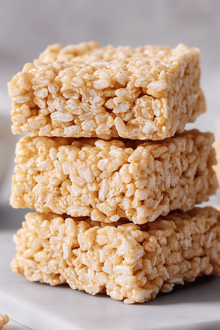 Brown Butter Rice Crispy Treats slice on plate showing perfect texture and swirl pattern