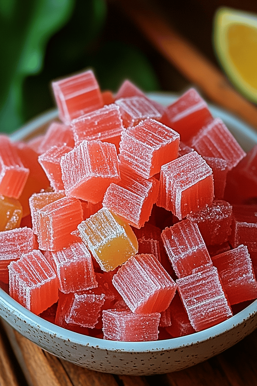Candied Rhubarb Recipe slice on plate showing perfect texture and swirl pattern