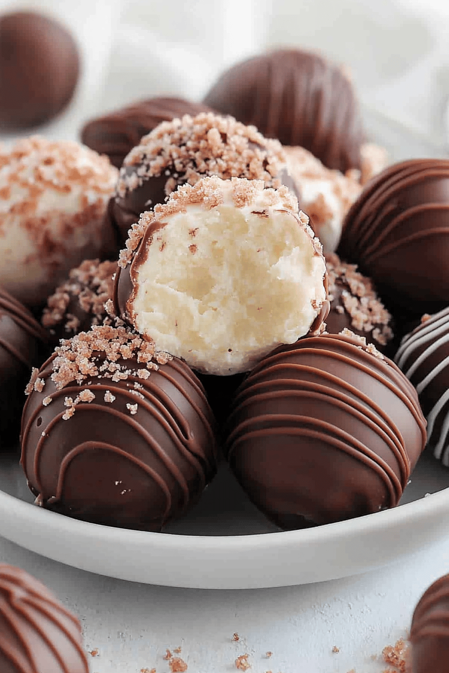 Cheesecake Truffles Recipe slice on plate showing perfect texture and swirl pattern