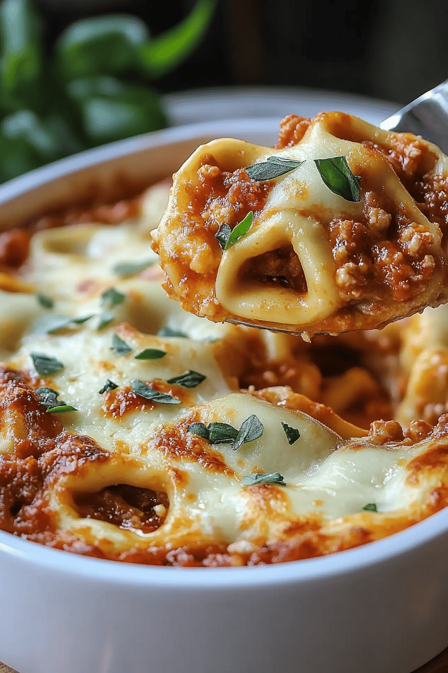 Cheesy Baked Tortellini ingredients organized and measured on kitchen counter