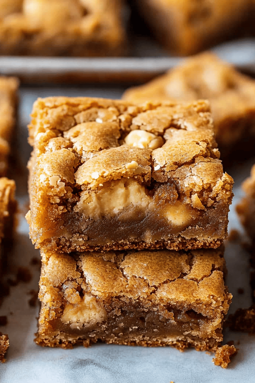 Chewy Blondies Recipe slice on plate showing perfect texture and swirl pattern