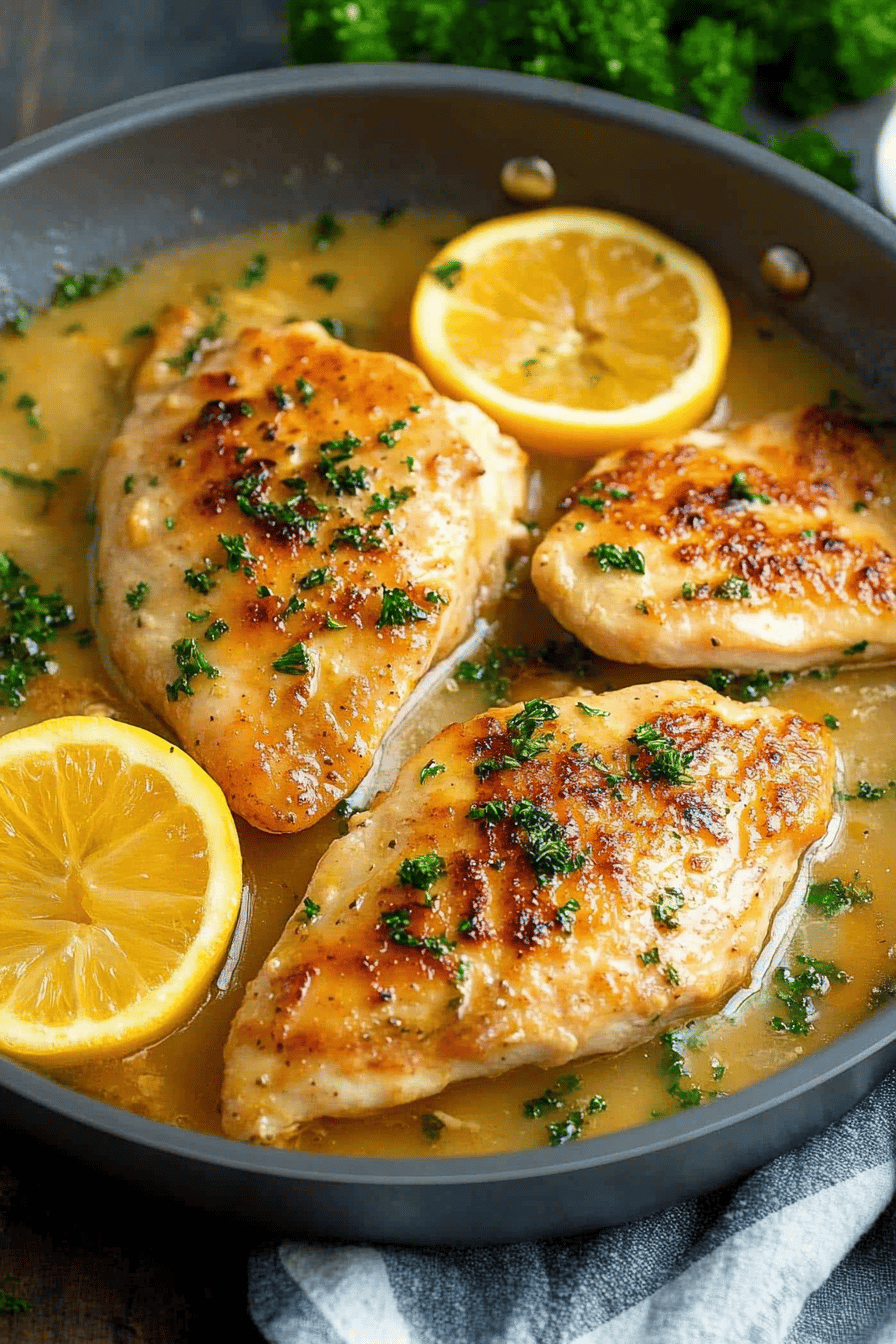 Chicken Francese ingredients organized and measured on kitchen counter