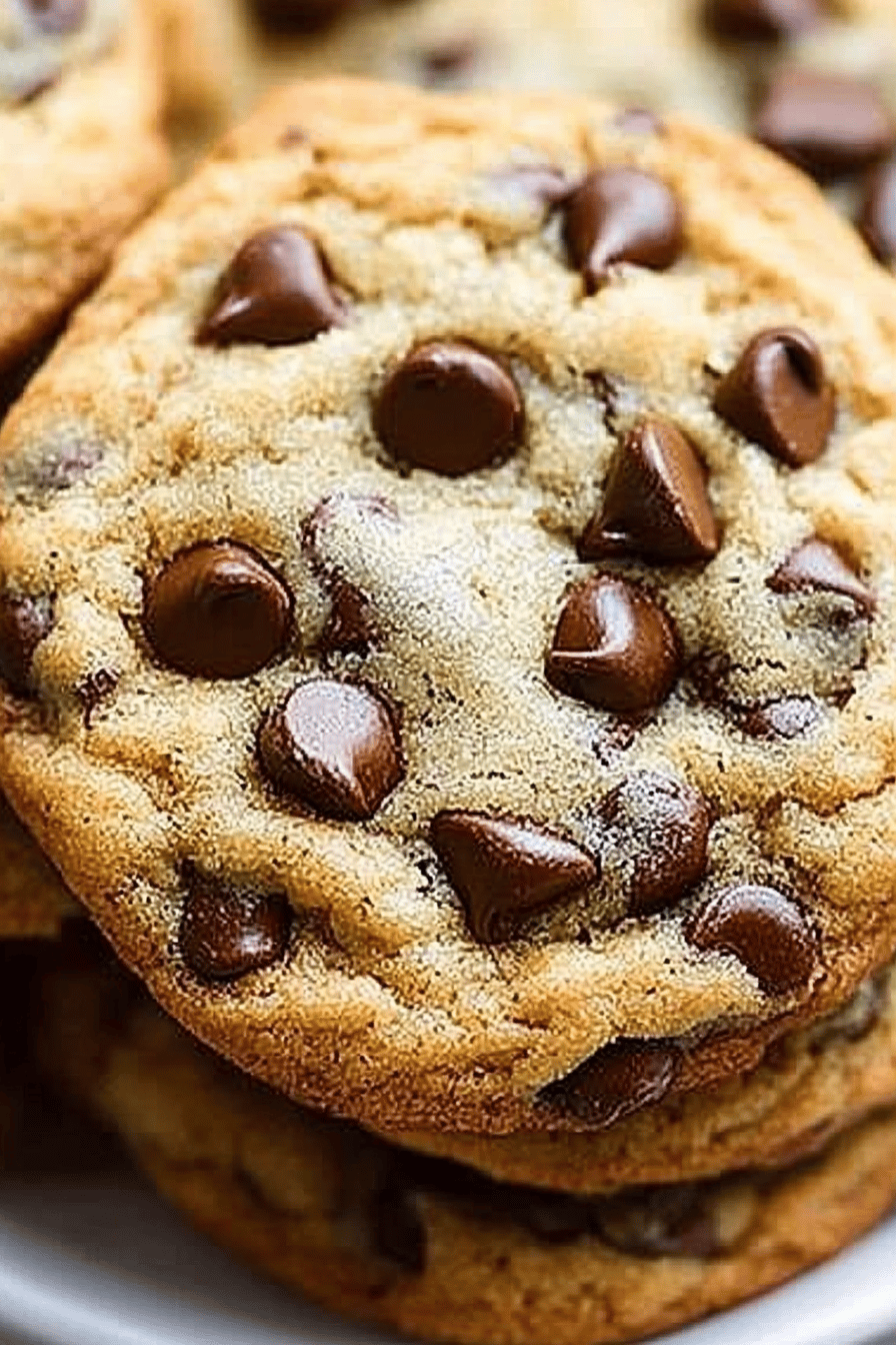 Chocolate Chip Cookies Recipe slice on plate showing perfect texture and swirl pattern