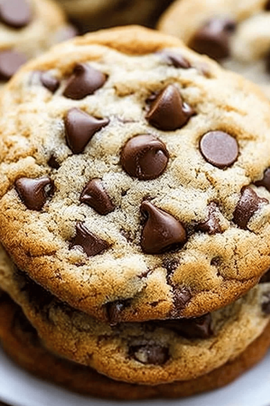 Chocolate Chip Cookies Recipe slice on plate showing perfect texture and swirl pattern