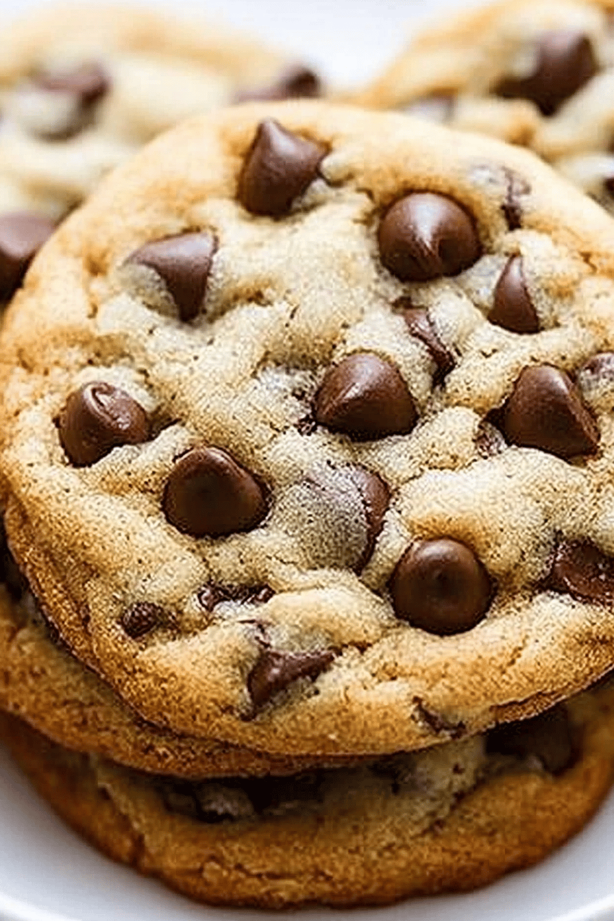 Chocolate Chip Cookies Recipe slice on plate showing perfect texture and swirl pattern