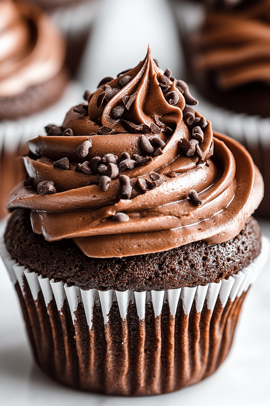 Chocolate Cupcakes Recipe slice on plate showing perfect texture and swirl pattern