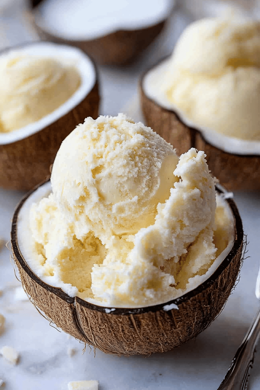 Coconut Ice Cream ingredients organized and measured on kitchen counter