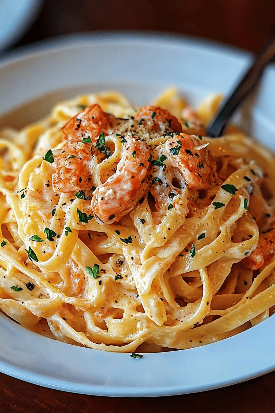 Crawfish Fettuccine slice on plate showing perfect texture and swirl pattern