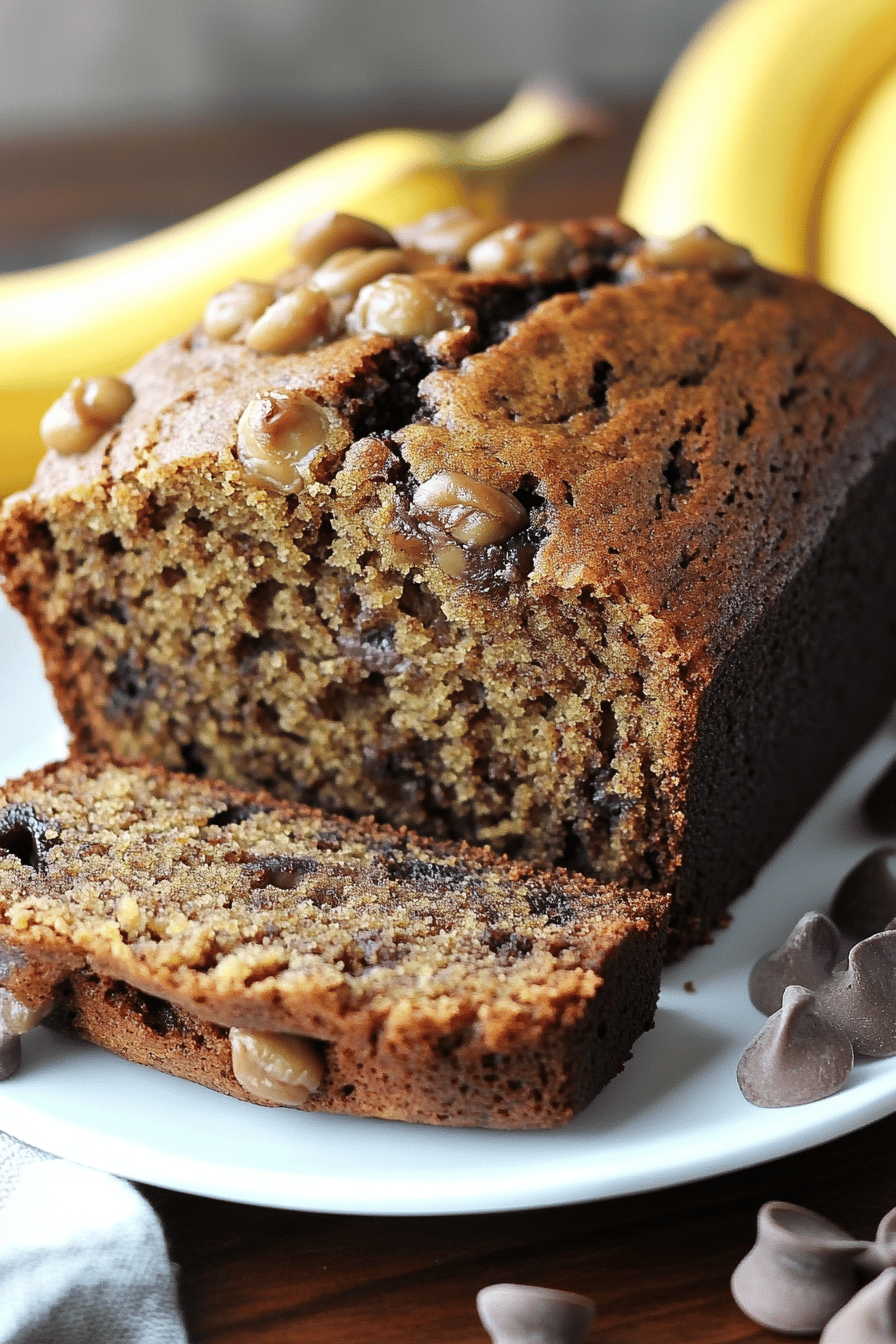 Crock-Pot Banana Bread slice on plate showing perfect texture and swirl pattern