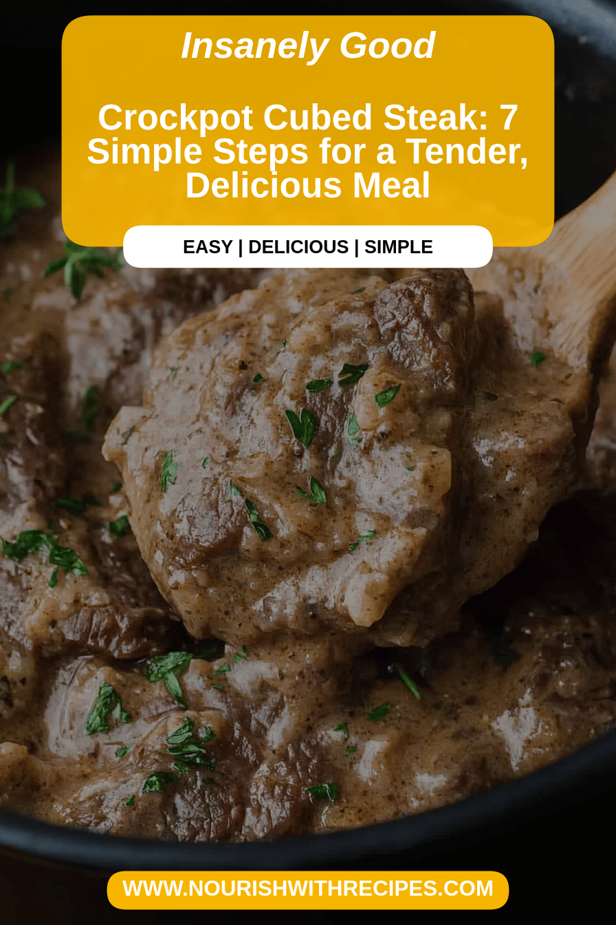 Crockpot Cubed Steak final dish beautifully presented and ready to serve