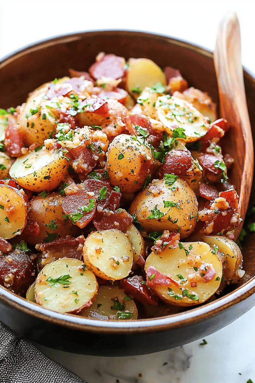 German Potato Salad Recipe ingredients organized and measured on kitchen counter