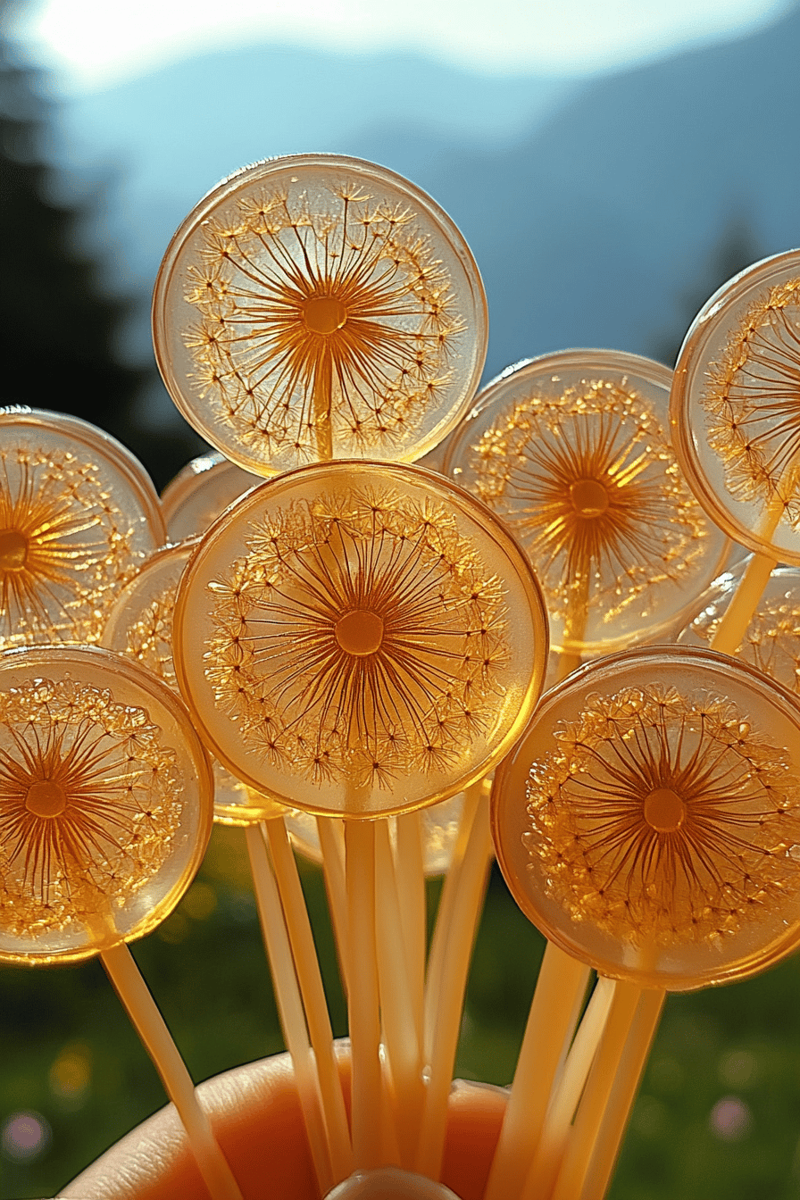 Golden Dandelion Lollies slice on plate showing perfect texture and swirl pattern
