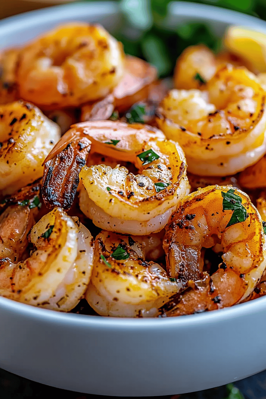 Grilled Shrimp Recipe slice on plate showing perfect texture and swirl pattern