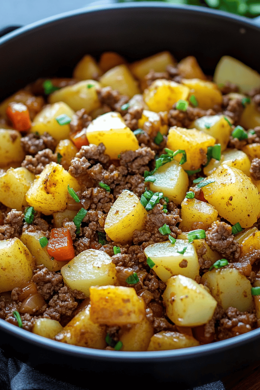 Ground Beef and Potatoes Recipes slice on plate showing perfect texture and swirl pattern