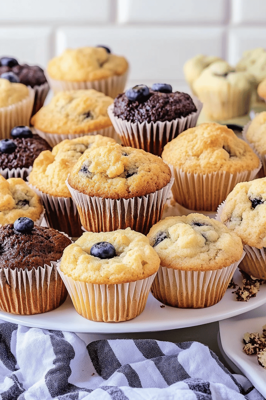 Homemade Muffins Recipe ingredients organized and measured on kitchen counter