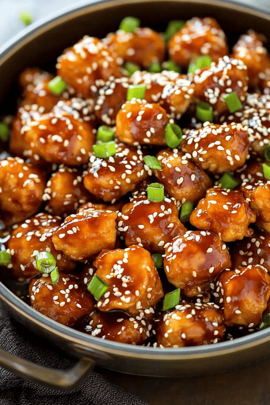 Honey Sesame Chicken slice on plate showing perfect texture and swirl pattern