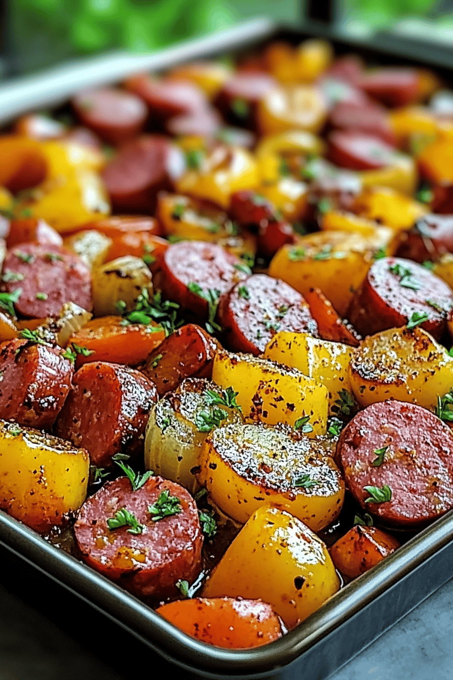 Kielbasa Sheet Pan Meal slice on plate showing perfect texture and swirl pattern