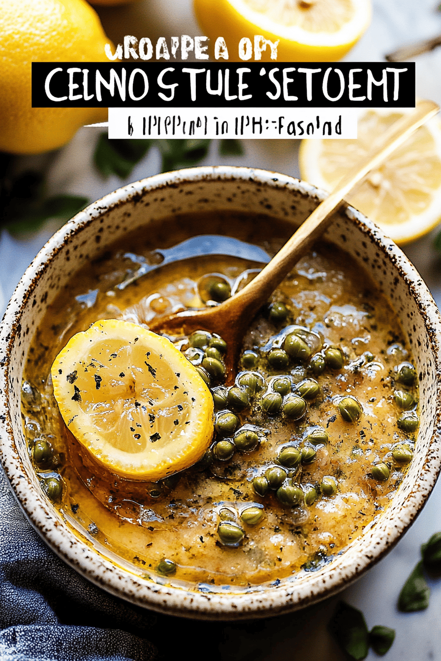 Lemon Caper Sauce Recipe ingredients organized and measured on kitchen counter