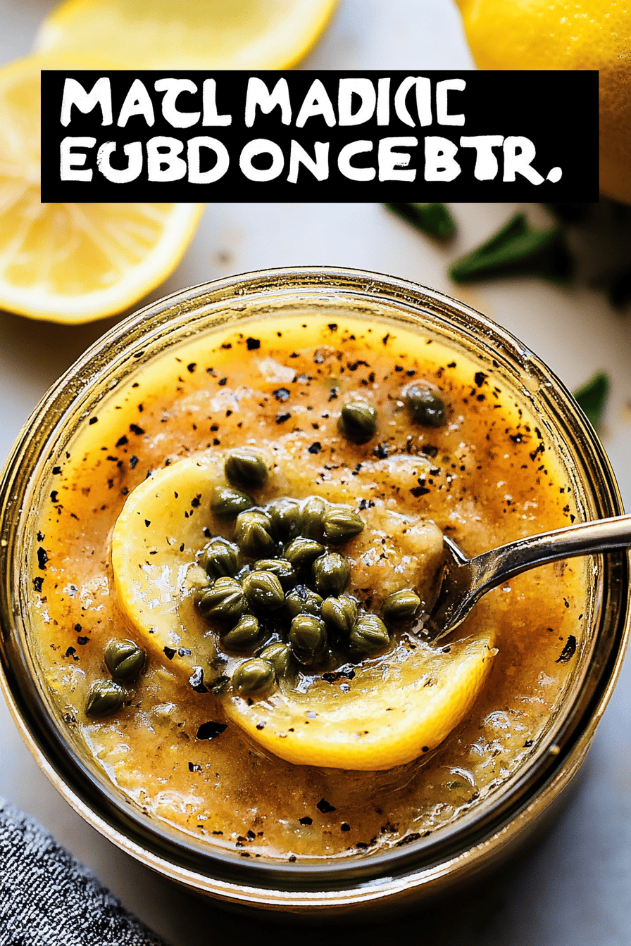 Lemon Caper Sauce Recipe slice on plate showing perfect texture and swirl pattern