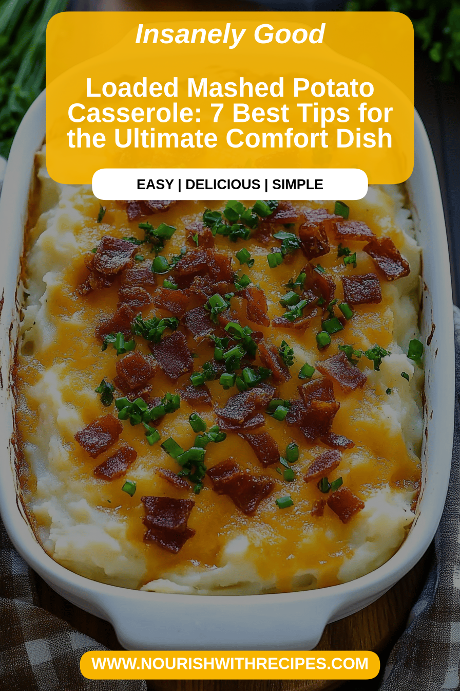 Loaded Mashed Potato Casserole final dish beautifully presented and ready to serve