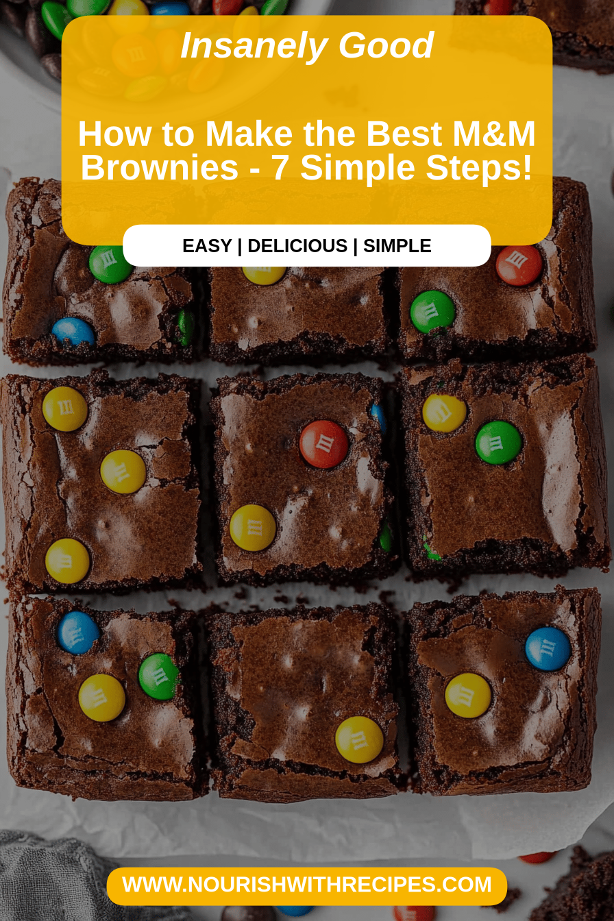 M&M Brownies Recipe final dish beautifully presented and ready to serve