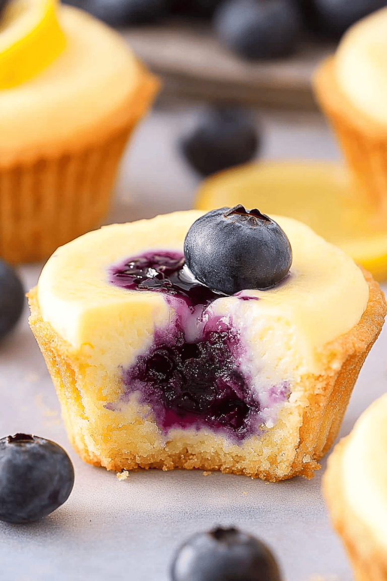 Mini Lemon Blueberry Cheesecakes