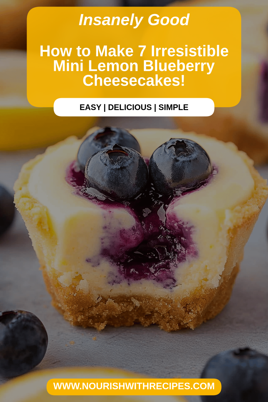 Mini Lemon Blueberry Cheesecakes final dish beautifully presented and ready to serve